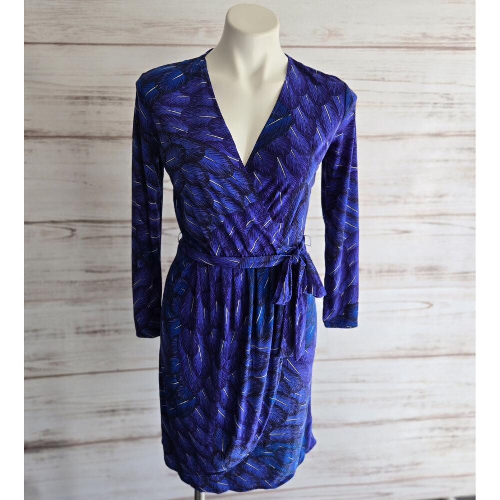 Gypsy Mara Hoffman Feather Print faux Wrap Dress sz XXS
